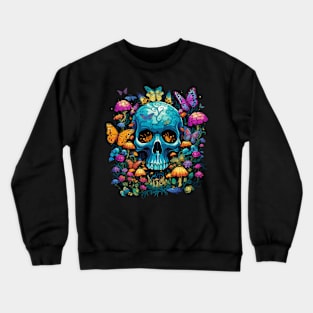 Trippy Skull Butterfly Garden Crewneck Sweatshirt